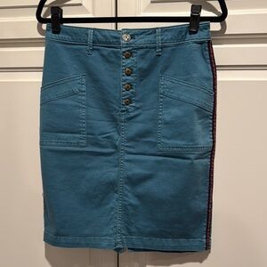 Pilcro by Anthropologie Stylish Blue Button-Front Skirt